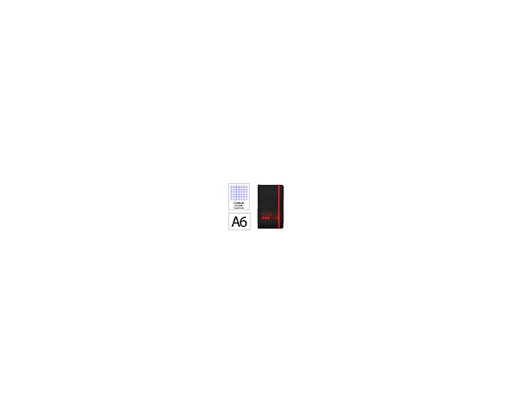 Cuaderno con gomilla antartik notes tapa blanda a6 cuadricula negro y rojo 100 hojas 80 gr fsc