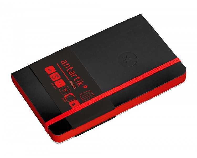 Cuaderno con gomilla antartik notes tapa blanda a6 cuadricula negro y rojo 100 hojas 80 gr fsc