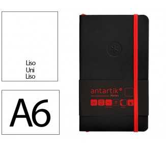 Cuaderno con gomilla antartik notes tapa blanda a6 hojas lisas negro y rojo 100 hojas 80 gr fsc