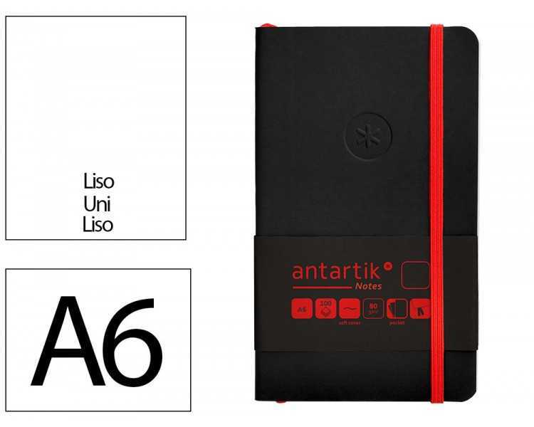 Cuaderno con gomilla antartik notes tapa blanda a6 hojas lisas negro y rojo 100 hojas 80 gr fsc