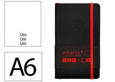 Cuaderno con gomilla antartik notes tapa blanda a6 hojas lisas negro y rojo 100 hojas 80 gr fsc
