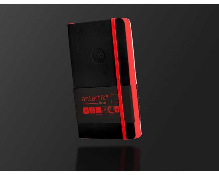 Cuaderno con gomilla antartik notes tapa blanda a6 hojas lisas negro y rojo 100 hojas 80 gr fsc