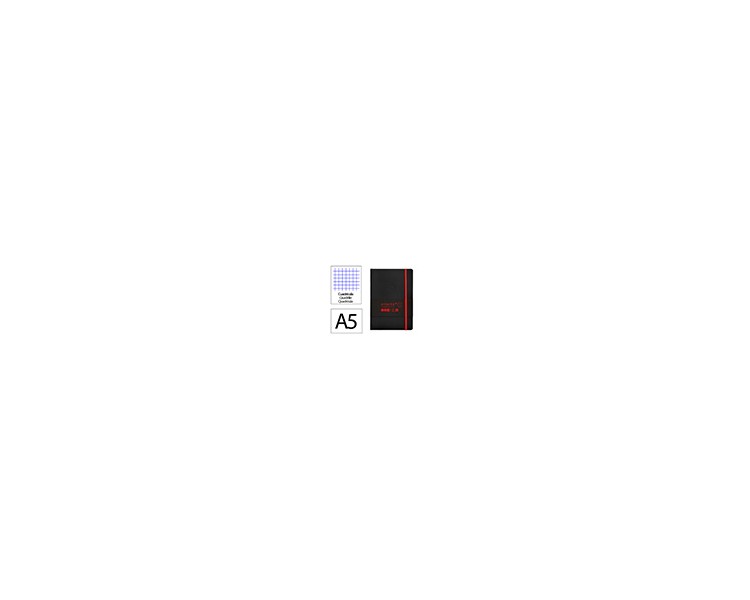 Cuaderno con gomilla antartik notes tapa blanda a5 hojas cuadricula negro y rojo 80 hojas 80 gr fsc