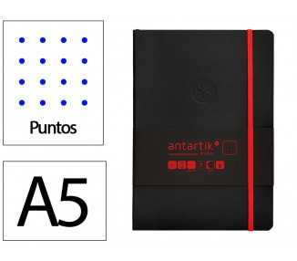 Cuaderno con gomilla antartik notes tapa blanda a5 hojas puntos negro y rojo 80 hojas 80 gr fsc