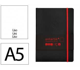 Cuaderno con gomilla antartik notes tapa blanda a5 hojas lisas negro y rojo 80 hojas 80 gr fsc