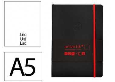 Cuaderno con gomilla antartik notes tapa blanda a5 hojas lisas negro y rojo 80 hojas 80 gr fsc