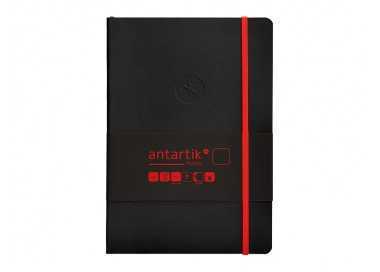 Cuaderno con gomilla antartik notes tapa blanda a5 hojas lisas negro y rojo 80 hojas 80 gr fsc