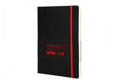 Cuaderno con gomilla antartik notes tapa blanda a5 hojas lisas negro y rojo 80 hojas 80 gr fsc