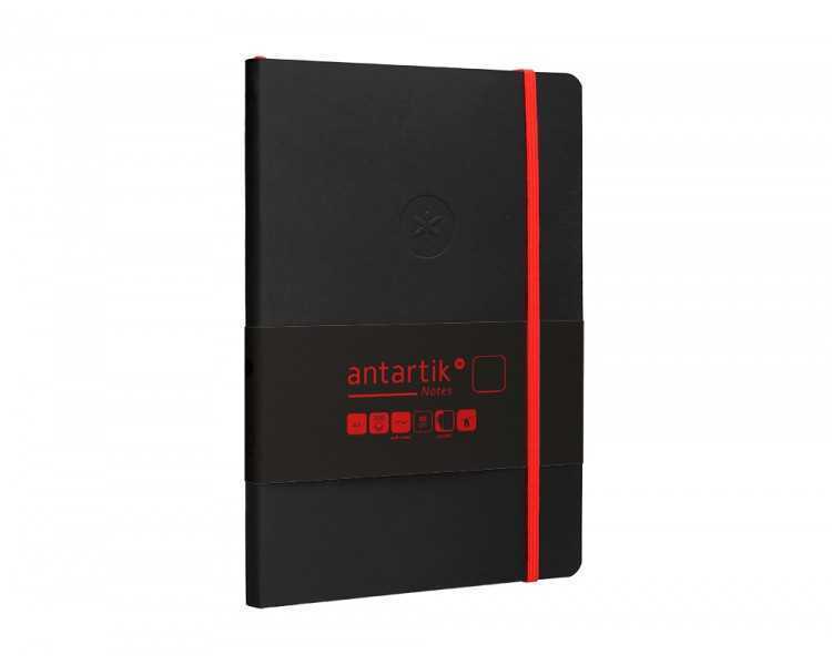 Cuaderno con gomilla antartik notes tapa blanda a5 hojas lisas negro y rojo 80 hojas 80 gr fsc
