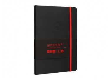Cuaderno con gomilla antartik notes tapa blanda a5 hojas lisas negro y rojo 80 hojas 80 gr fsc