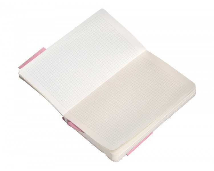 Cuaderno con gomilla antartik notes tapa blanda a6 cuadricula rosa pastel 100 hojas 80 gr fsc