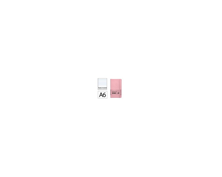 Cuaderno con gomilla antartik notes tapa blanda a6 rayas rosa pastel 100 hojas 80 gr fsc
