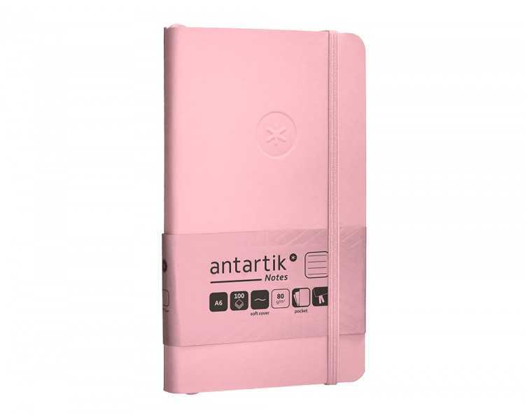 Cuaderno con gomilla antartik notes tapa blanda a6 rayas rosa pastel 100 hojas 80 gr fsc