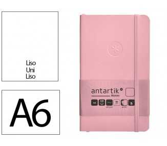 Cuaderno con gomilla antartik notes tapa blanda a6 hojas lisas rosa pastel 100 hojas 80 gr fsc