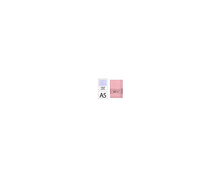 Cuaderno con gomilla antartik notes tapa blanda a5 hojas cuadricula rosa pastel 80 hojas 80 gr fsc
