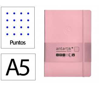 Cuaderno con gomilla antartik notes tapa blanda a5 hojas puntos rosa pastel 80 hojas 80 gr fsc