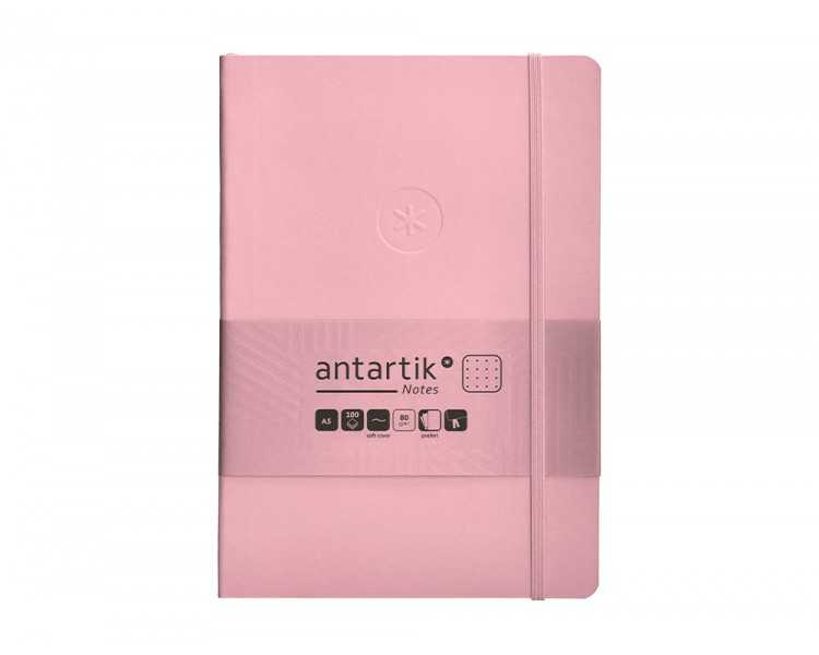 Cuaderno con gomilla antartik notes tapa blanda a5 hojas puntos rosa pastel 80 hojas 80 gr fsc