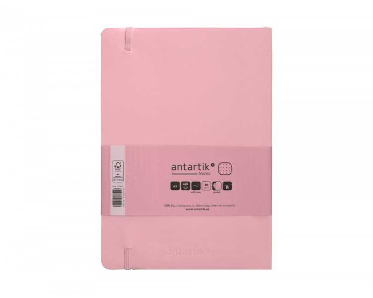 Cuaderno con gomilla antartik notes tapa blanda a5 hojas puntos rosa pastel 80 hojas 80 gr fsc