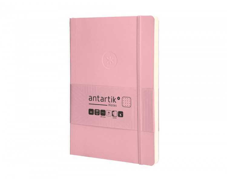 Cuaderno con gomilla antartik notes tapa blanda a5 hojas puntos rosa pastel 80 hojas 80 gr fsc