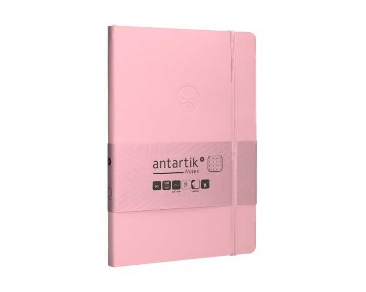 Cuaderno con gomilla antartik notes tapa blanda a5 hojas puntos rosa pastel 80 hojas 80 gr fsc