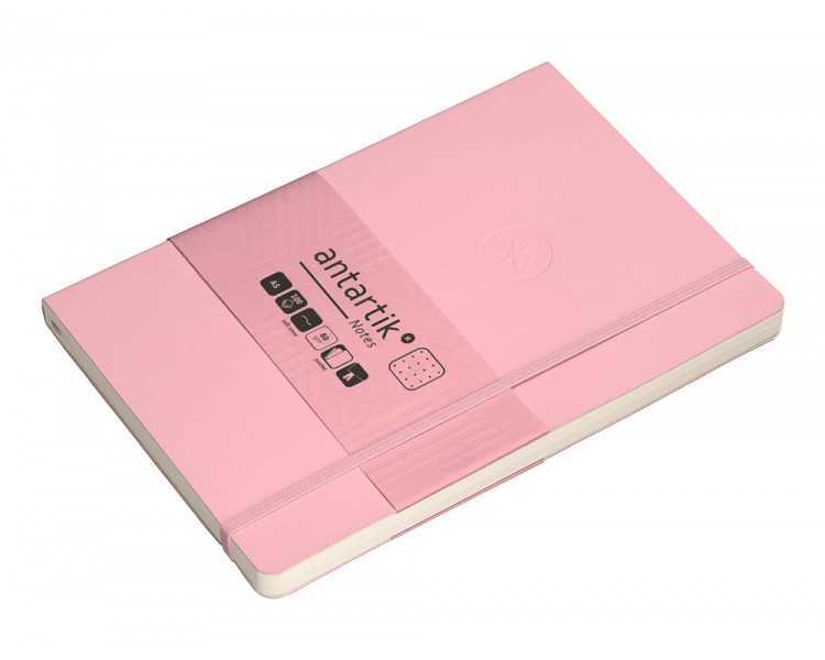 Cuaderno con gomilla antartik notes tapa blanda a5 hojas puntos rosa pastel 80 hojas 80 gr fsc
