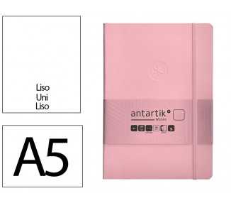 Cuaderno con gomilla antartik notes tapa blanda a5 hojas lisas rosa pastel 80 hojas 80 gr fsc