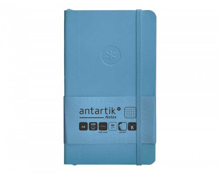 Cuaderno con gomilla antartik notes tapa blanda a6 cuadricula azul claro 100 hojas 80 gr fsc
