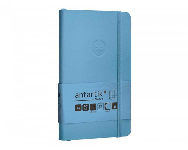 Cuaderno con gomilla antartik notes tapa blanda a6 cuadricula azul claro 100 hojas 80 gr fsc