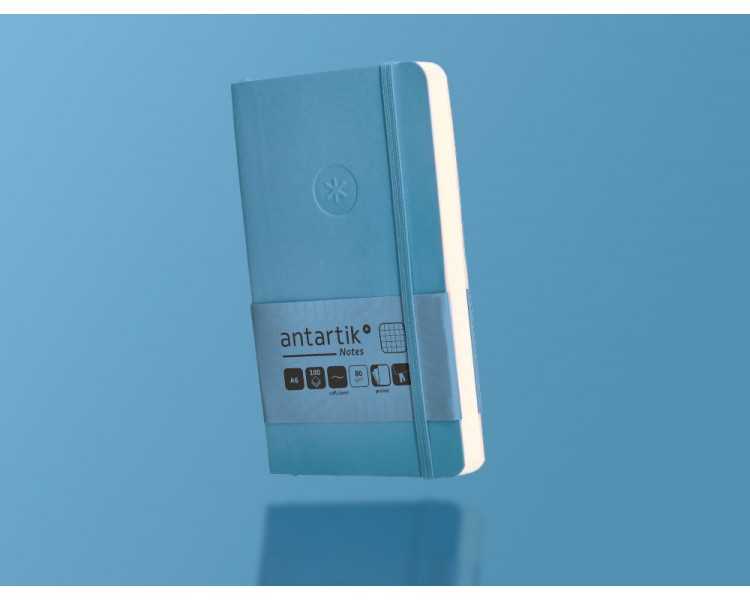 Cuaderno con gomilla antartik notes tapa blanda a6 cuadricula azul claro 100 hojas 80 gr fsc