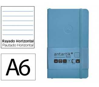 Cuaderno con gomilla antartik notes tapa blanda a6 rayas azul claro 100 hojas 80 gr fsc