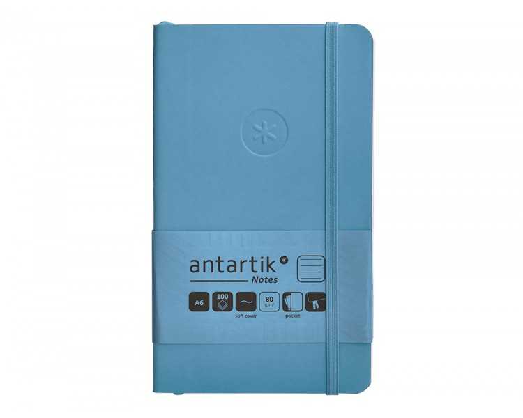 Cuaderno con gomilla antartik notes tapa blanda a6 rayas azul claro 100 hojas 80 gr fsc