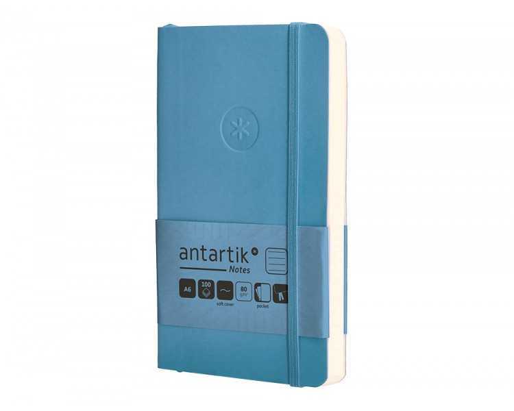 Cuaderno con gomilla antartik notes tapa blanda a6 rayas azul claro 100 hojas 80 gr fsc