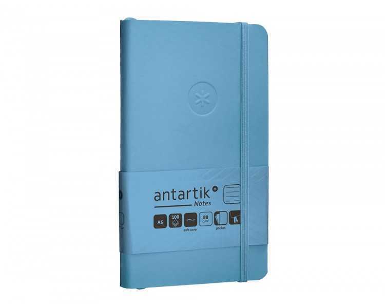 Cuaderno con gomilla antartik notes tapa blanda a6 rayas azul claro 100 hojas 80 gr fsc