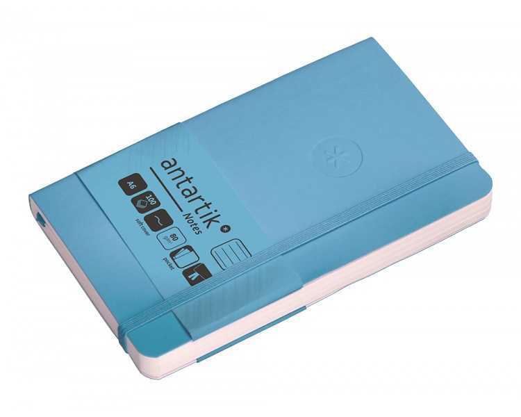 Cuaderno con gomilla antartik notes tapa blanda a6 rayas azul claro 100 hojas 80 gr fsc