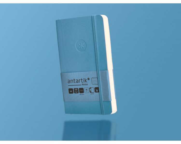 Cuaderno con gomilla antartik notes tapa blanda a6 rayas azul claro 100 hojas 80 gr fsc