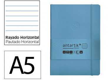 Cuaderno con gomilla antartik notes tapa blanda a5 hojas rayas azul claro 80 hojas 80 gr fsc