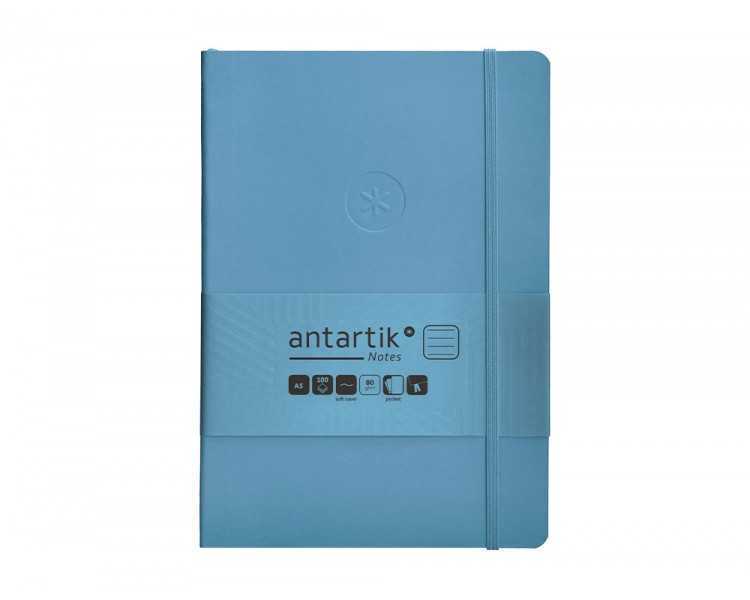 Cuaderno con gomilla antartik notes tapa blanda a5 hojas rayas azul claro 80 hojas 80 gr fsc