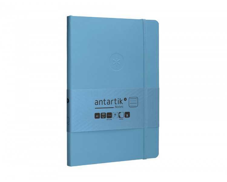 Cuaderno con gomilla antartik notes tapa blanda a5 hojas rayas azul claro 80 hojas 80 gr fsc