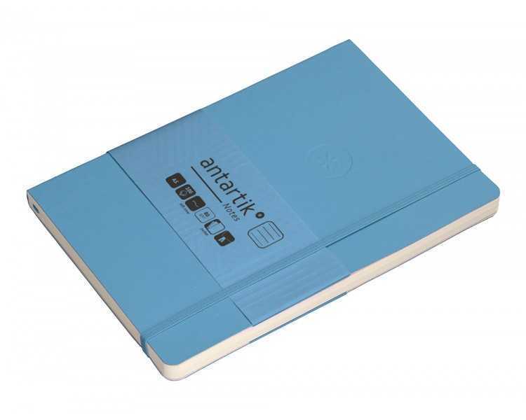 Cuaderno con gomilla antartik notes tapa blanda a5 hojas rayas azul claro 80 hojas 80 gr fsc