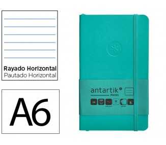 Cuaderno con gomilla antartik notes tapa blanda a6 rayas turquesa 100 hojas 80 gr fsc
