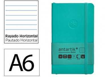 Cuaderno con gomilla antartik notes tapa blanda a6 rayas turquesa 100 hojas 80 gr fsc