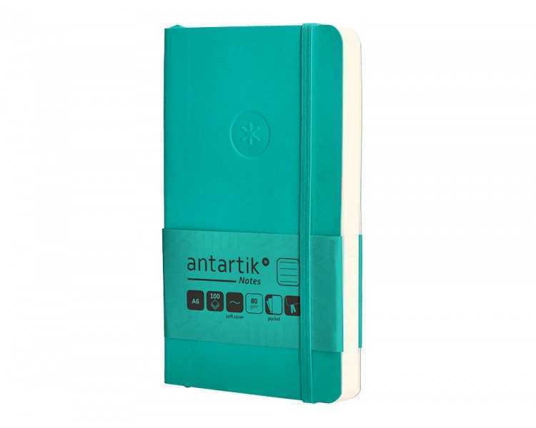 Cuaderno con gomilla antartik notes tapa blanda a6 rayas turquesa 100 hojas 80 gr fsc
