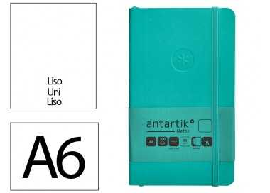 Cuaderno con gomilla antartik notes tapa blanda a6 hojas lisas turquesa 100 hojas 80 gr fsc