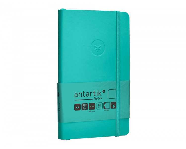 Cuaderno con gomilla antartik notes tapa blanda a6 hojas lisas turquesa 100 hojas 80 gr fsc