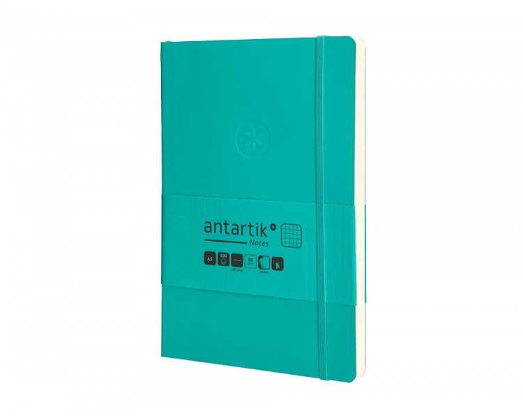 Cuaderno con gomilla antartik notes tapa blanda a5 hojas cuadricula turquesa 80 hojas 80 gr fsc
