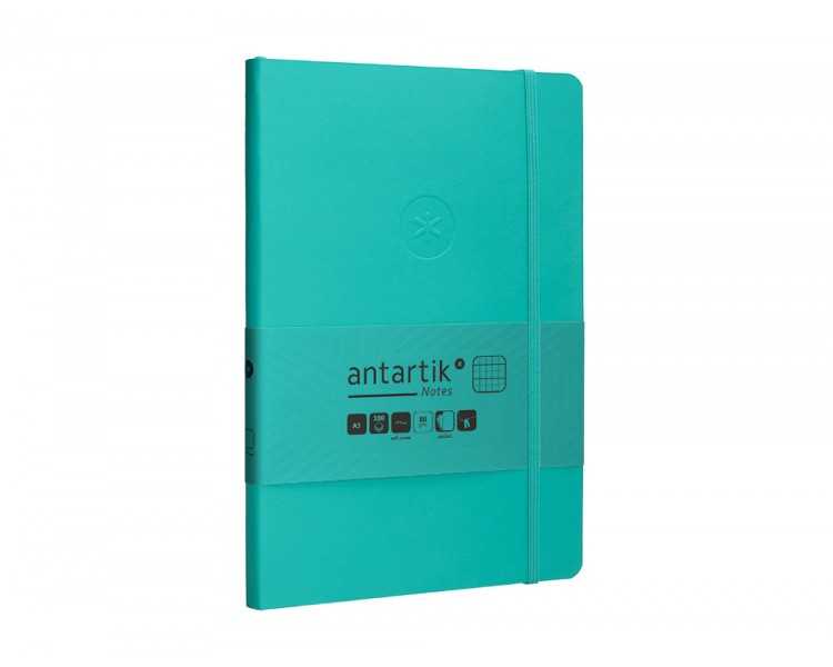Cuaderno con gomilla antartik notes tapa blanda a5 hojas cuadricula turquesa 80 hojas 80 gr fsc