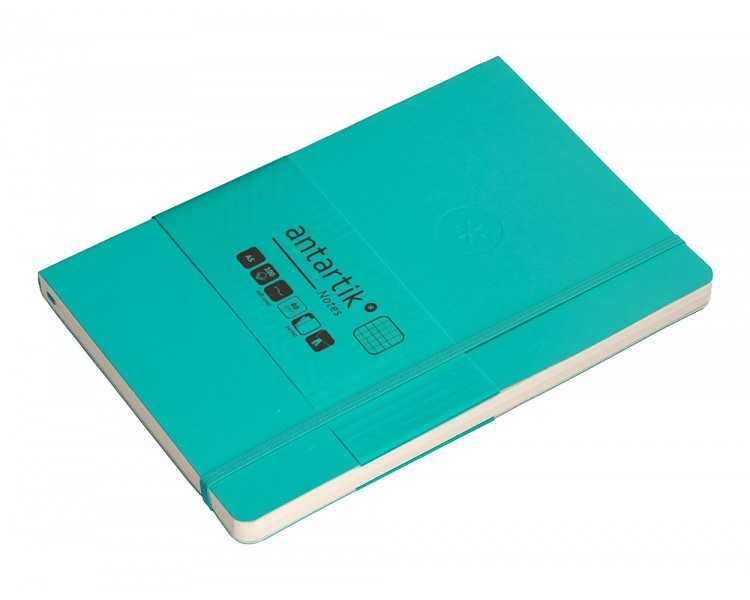 Cuaderno con gomilla antartik notes tapa blanda a5 hojas cuadricula turquesa 80 hojas 80 gr fsc