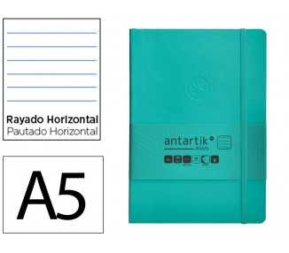 Cuaderno con gomilla antartik notes tapa blanda a5 hojas rayas turquesa 80 hojas 80 gr fsc