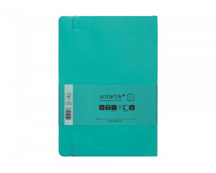 Cuaderno con gomilla antartik notes tapa blanda a5 hojas rayas turquesa 80 hojas 80 gr fsc