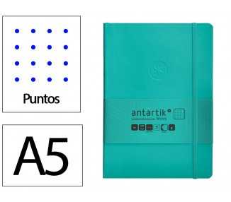 Cuaderno con gomilla antartik notes tapa blanda a5 hojas puntos turquesa 80 hojas 80 gr fsc